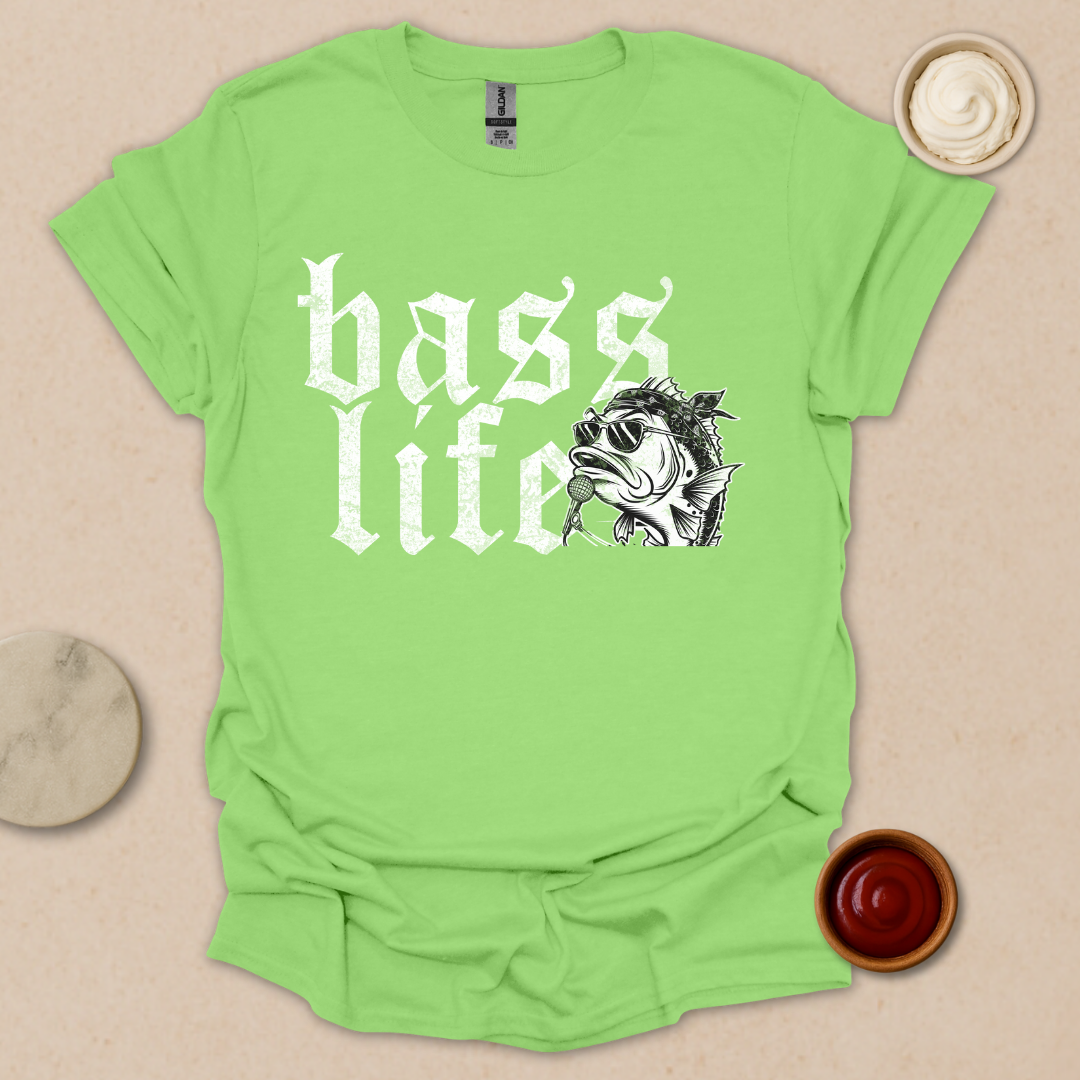Bass Life – Badass Fishing Tee with Rockstar Vibes T-Shirt