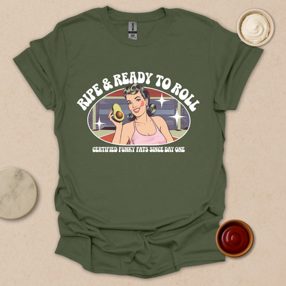 Ripe & Ready to Roll – Retro Avocado Babe Tee T-Shirt