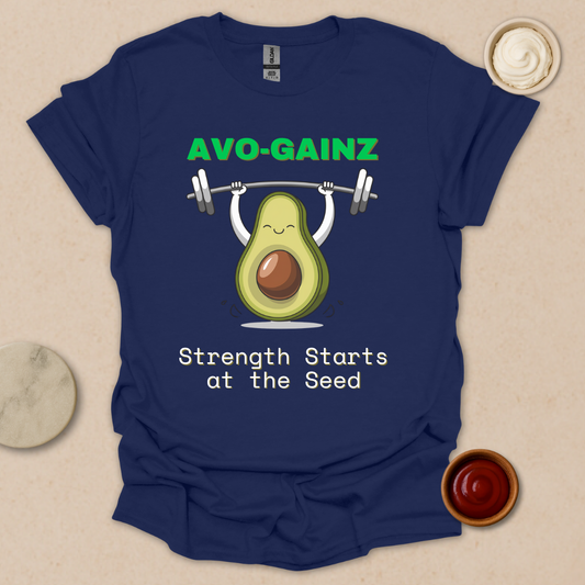 AVO-GAINZ Avocado Gym Shirt – Strength Starts at the Seed