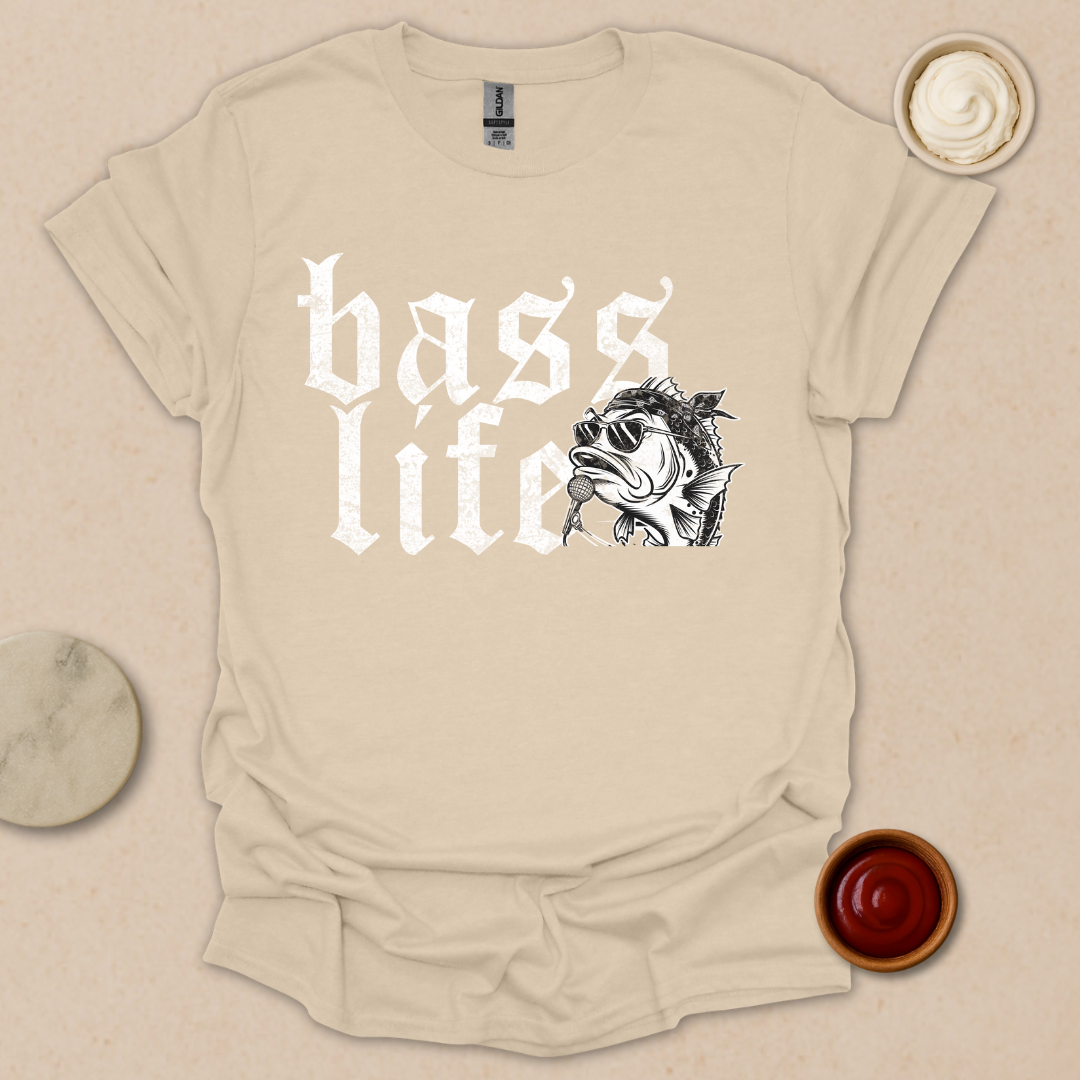 Bass Life – Badass Fishing Tee with Rockstar Vibes T-Shirt