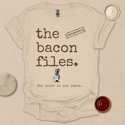 Bacon Files Tee – Retro Detective Humor for Foodies T-Shirt