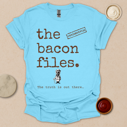 Bacon Files Tee – Retro Detective Humor for Foodies T-Shirt